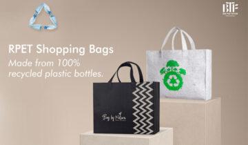 Introducing RPET Felt Shopping Bags – made from recycled plastic bottles/ containers